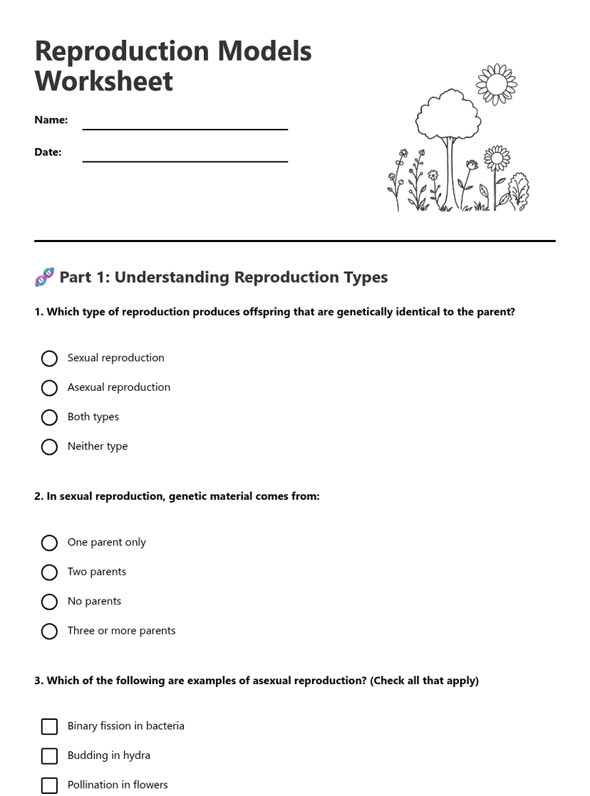 Reproduction Models Worksheet