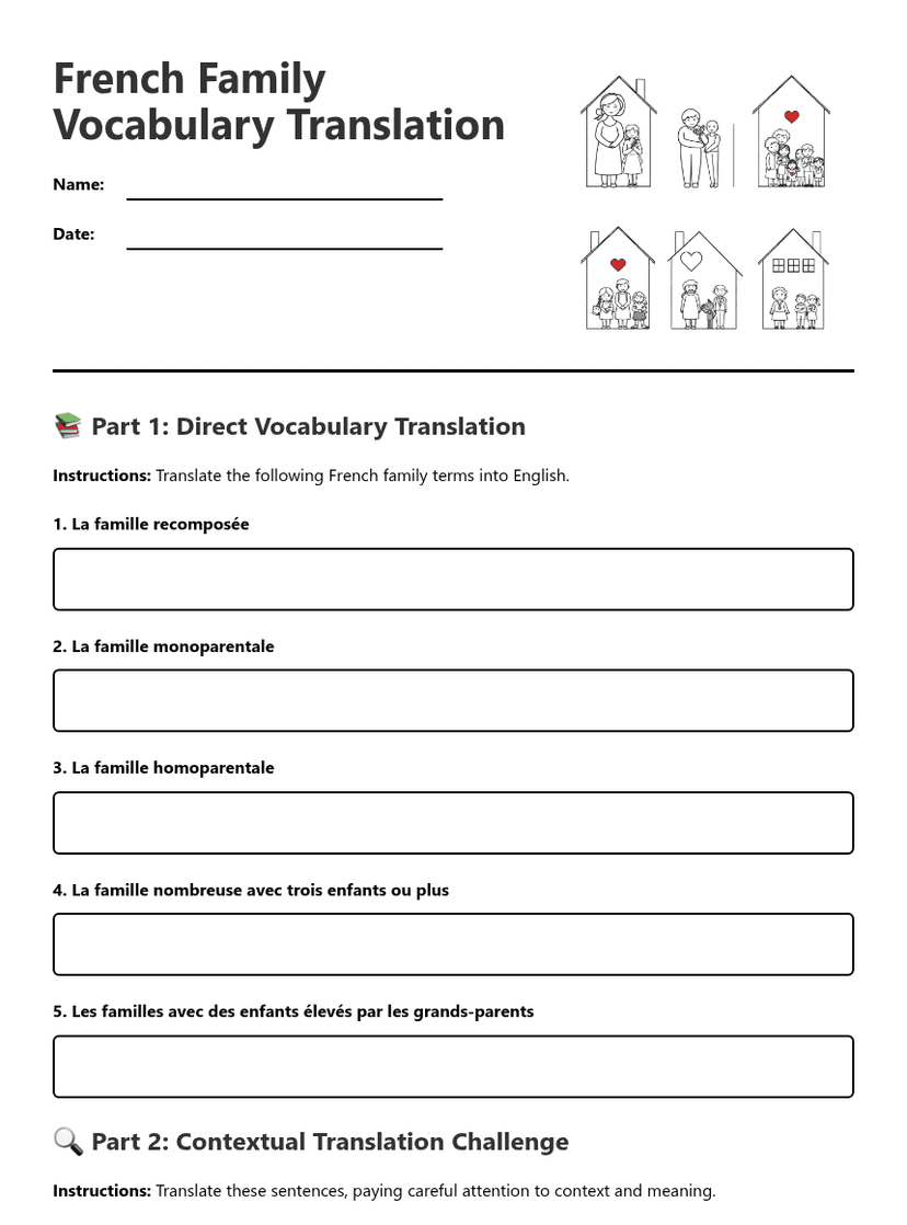 French Family Vocabulary Translation