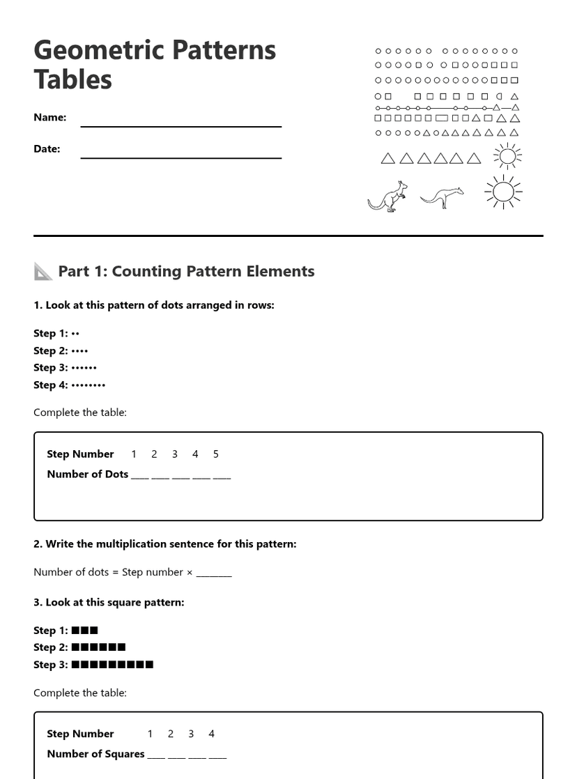 Geometric Patterns Tables