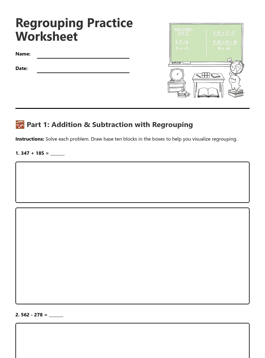 Regrouping Practice Worksheet worksheet preview