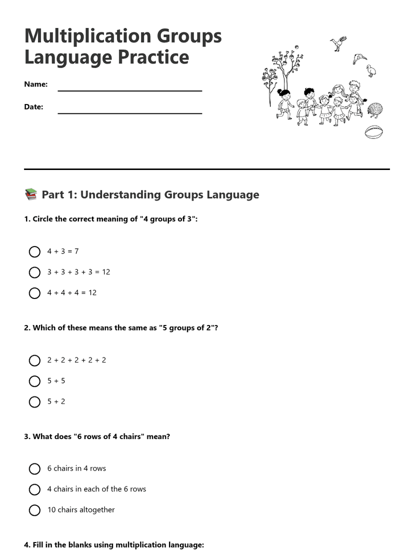 Multiplication Groups Language Practice
