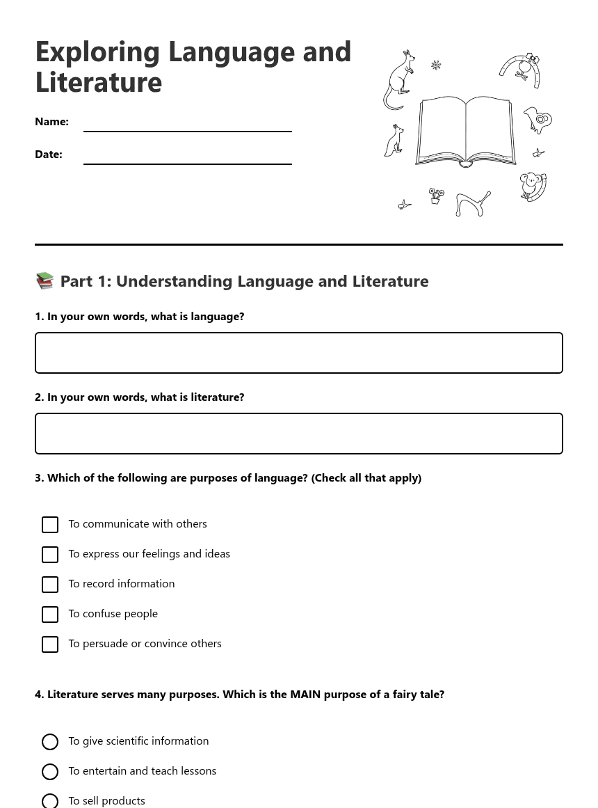 Exploring Language and Literature worksheet preview