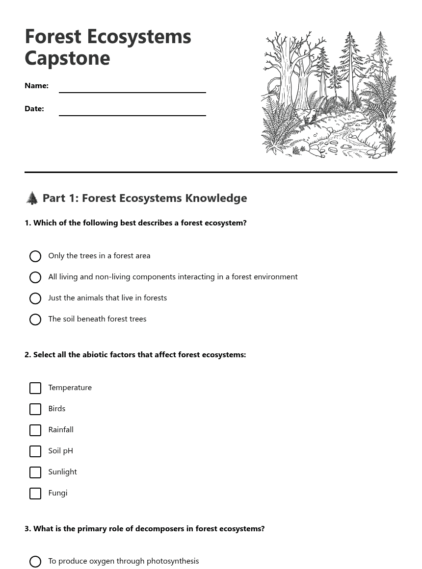 Forest Ecosystems Capstone worksheet preview