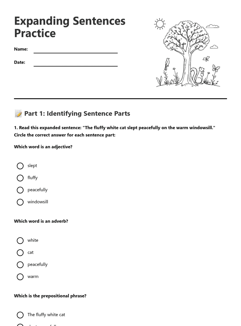 Expanding Sentences Practice
