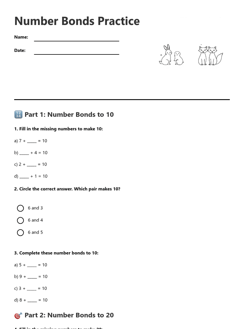 Number Bonds Practice