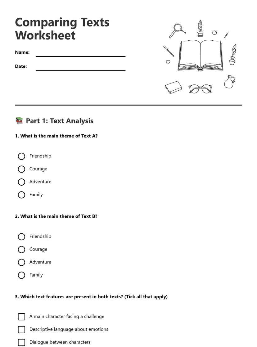 Comparing Texts Worksheet