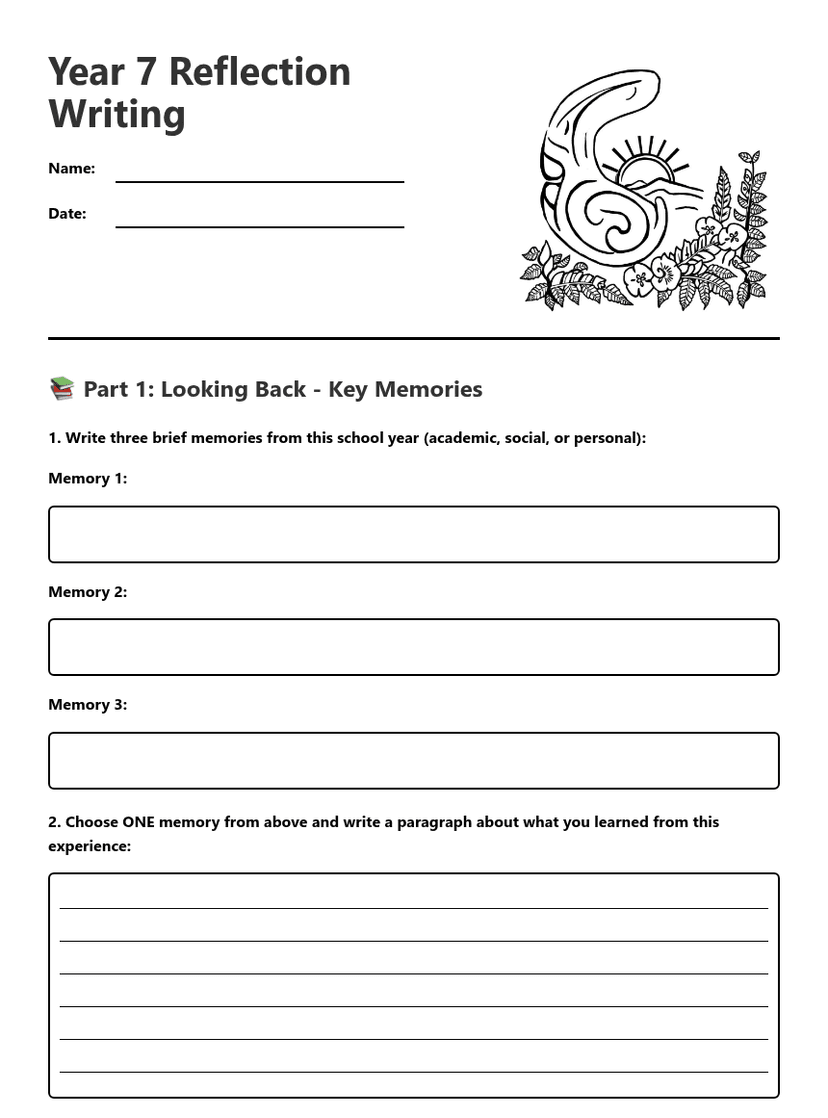 Year 7 Reflection Writing