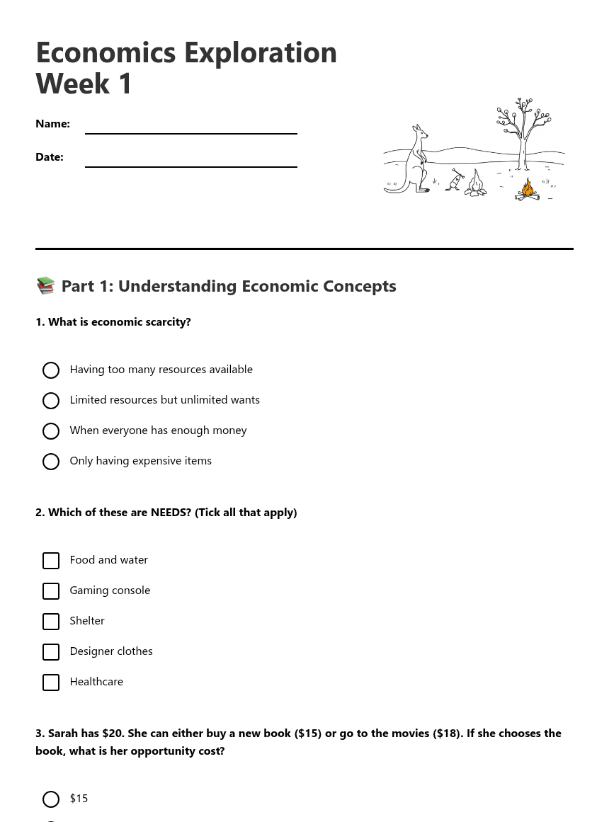 Economics Exploration Week 1 worksheet preview