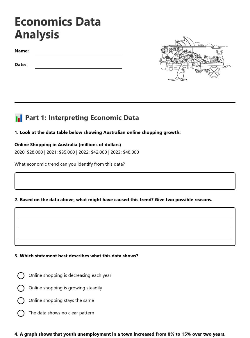 Economics Data Analysis worksheet preview