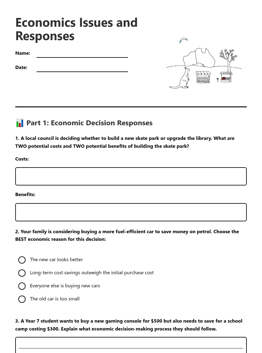 Economics Issues and Responses worksheet preview