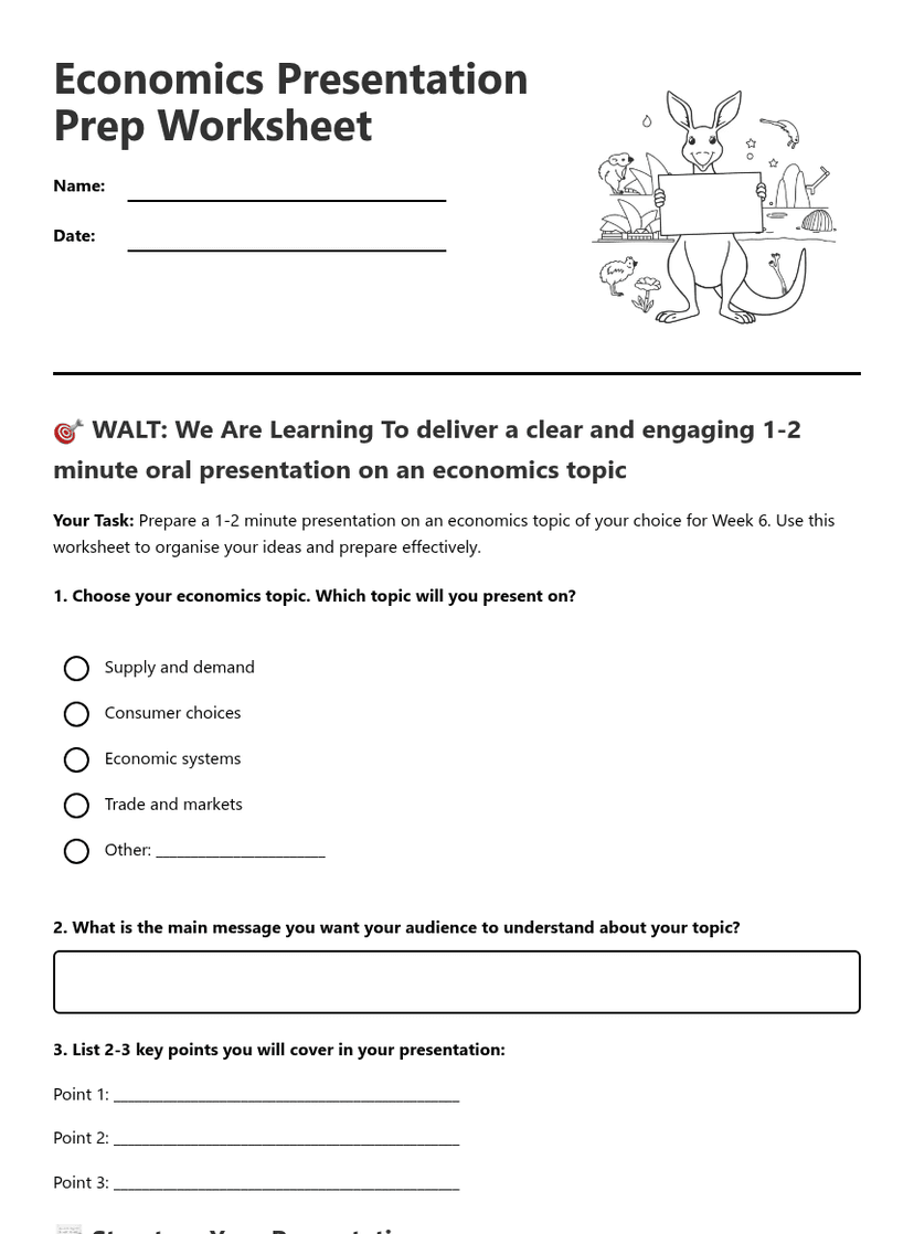Economics Presentation Prep Worksheet