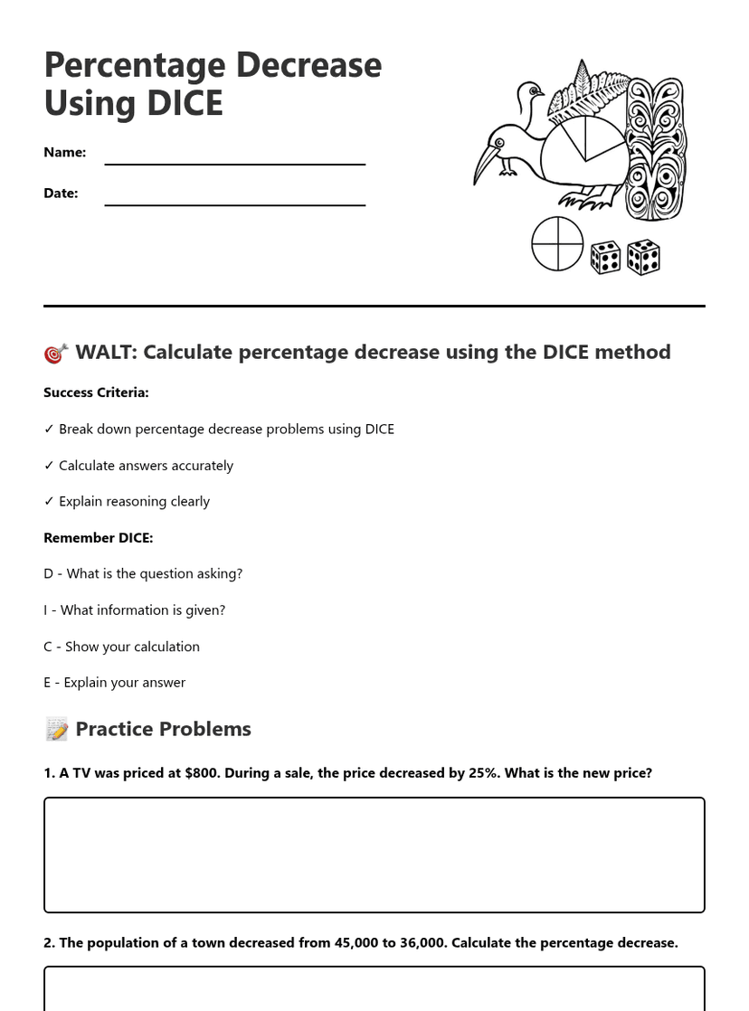 Percentage Decrease Using DICE