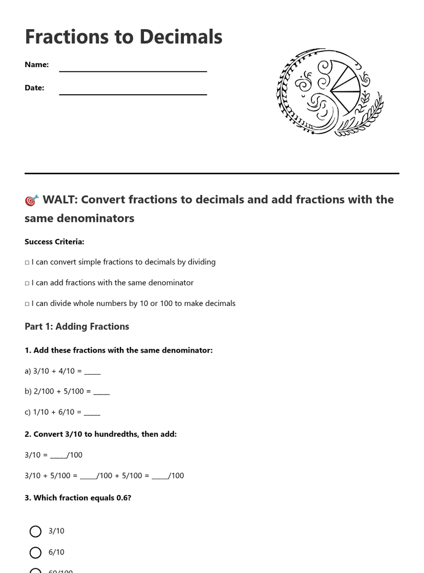 Fractions to Decimals