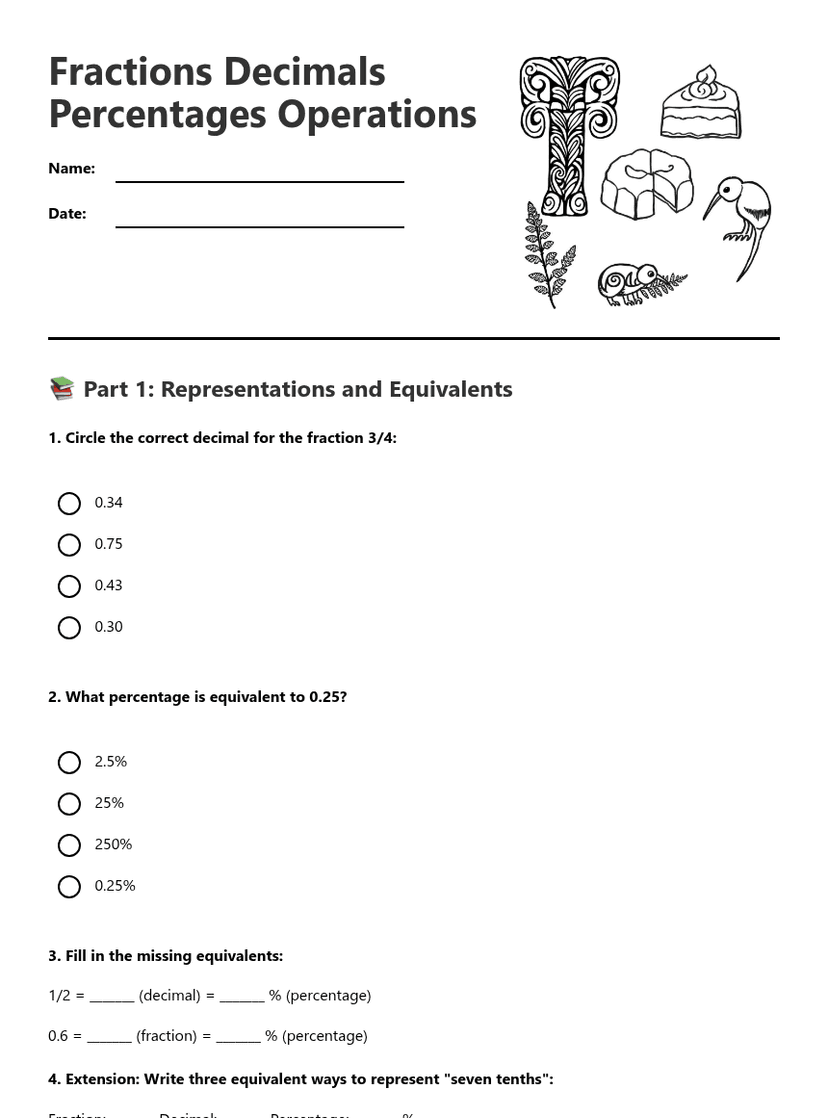 Fractions Decimals Percentages Operations