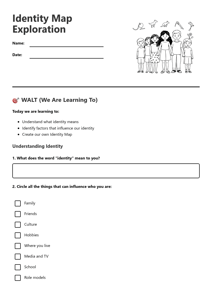 Identity Map Exploration worksheet preview