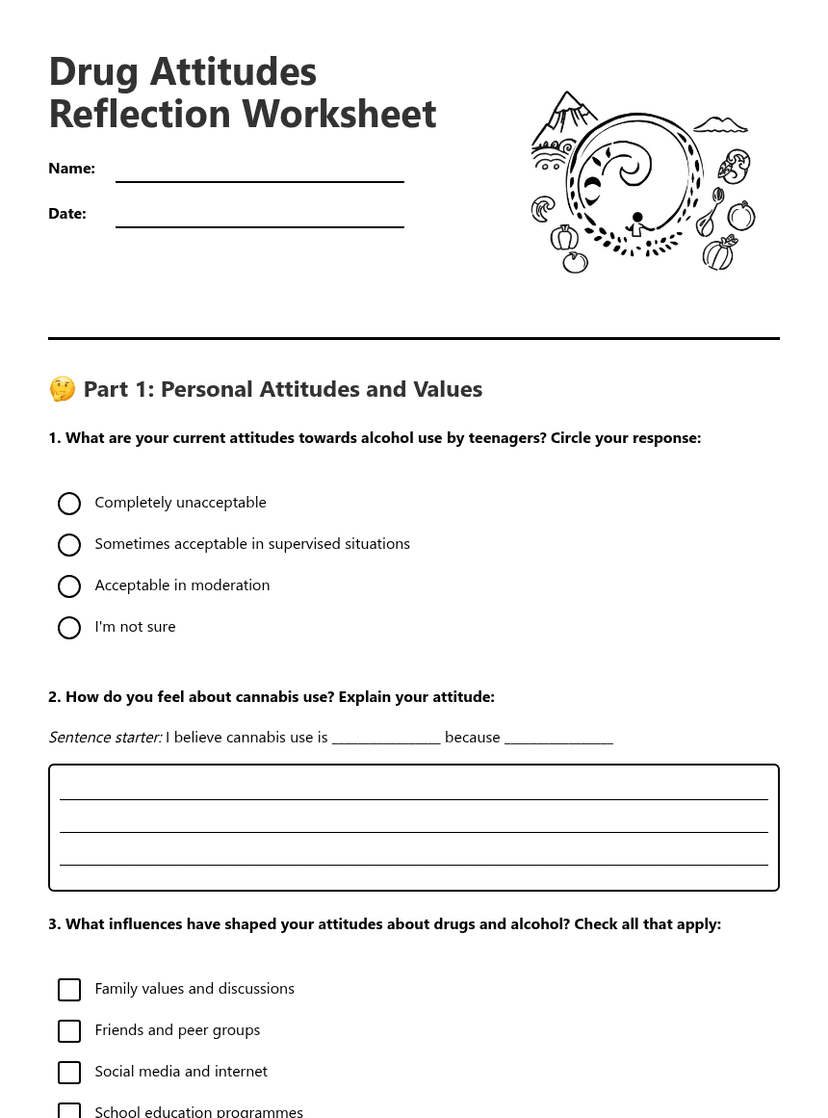 Drug Attitudes Reflection Worksheet