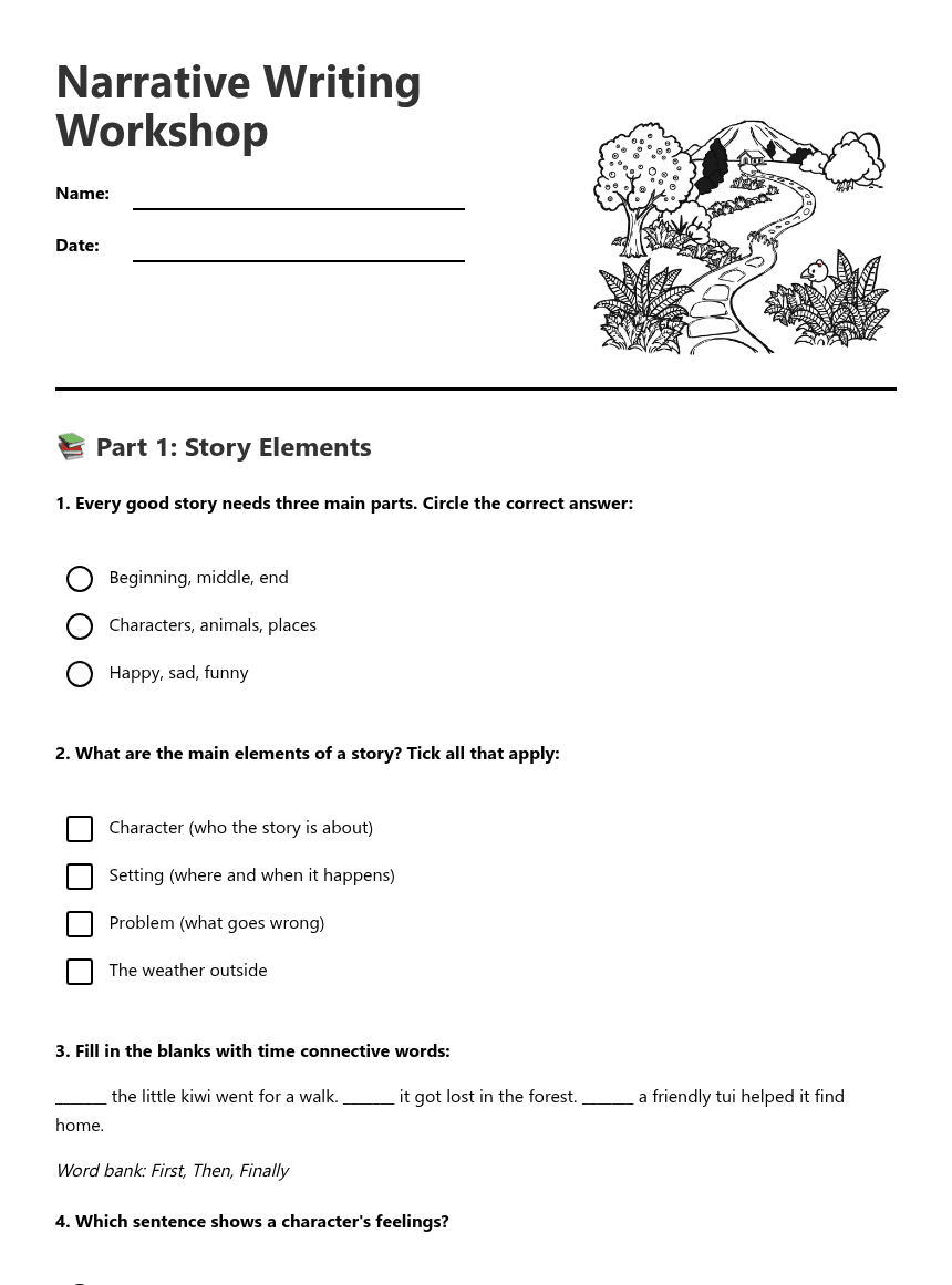 Narrative Writing Workshop worksheet preview