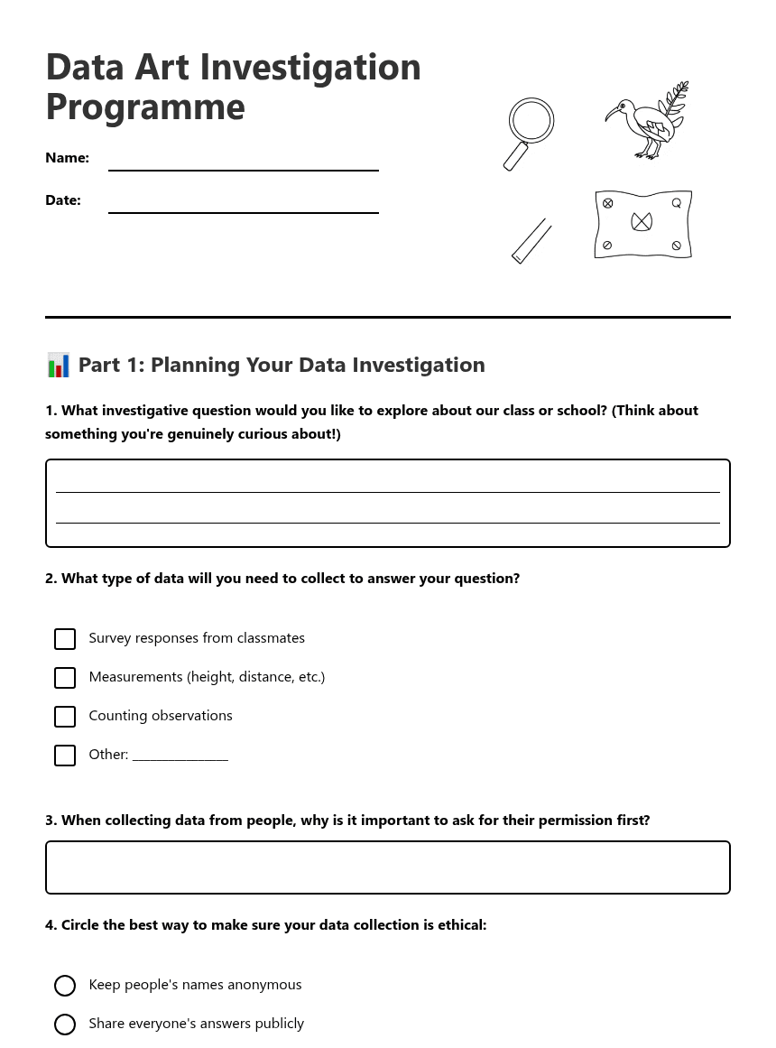 Data Art Investigation Programme worksheet preview