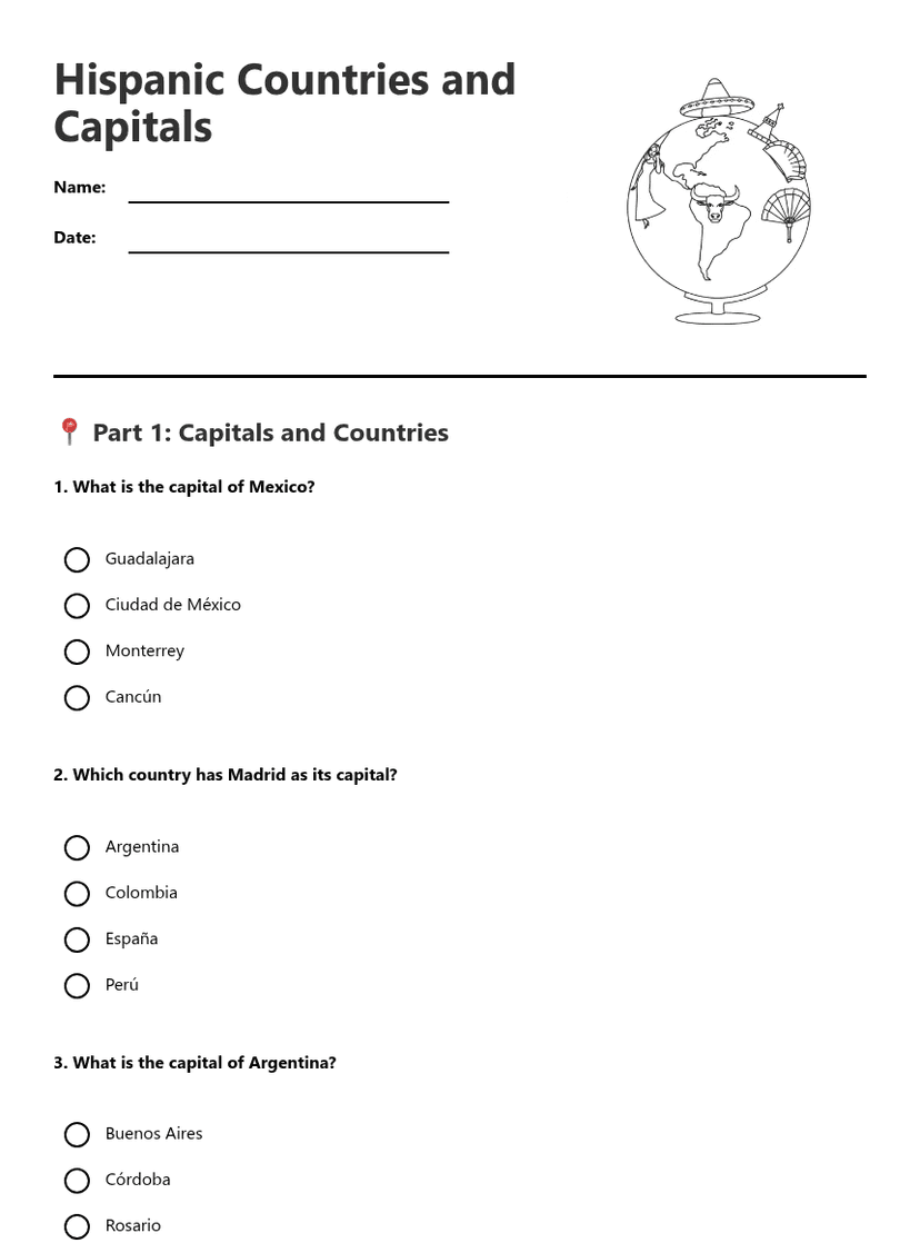 Hispanic Countries and Capitals