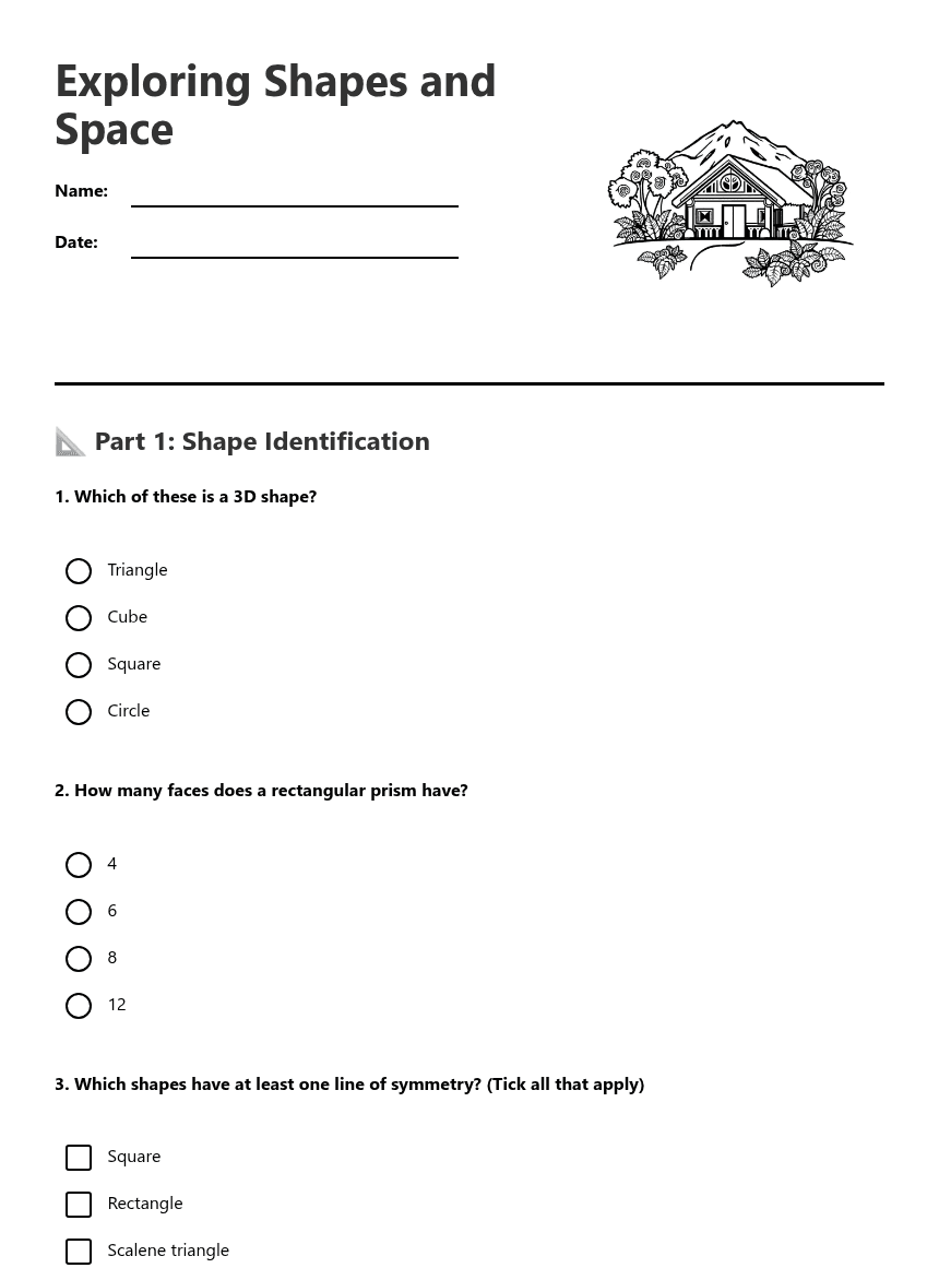 Exploring Shapes and Space worksheet preview
