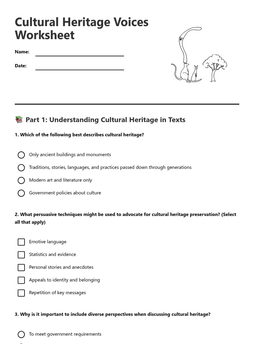 Cultural Heritage Voices Worksheet
