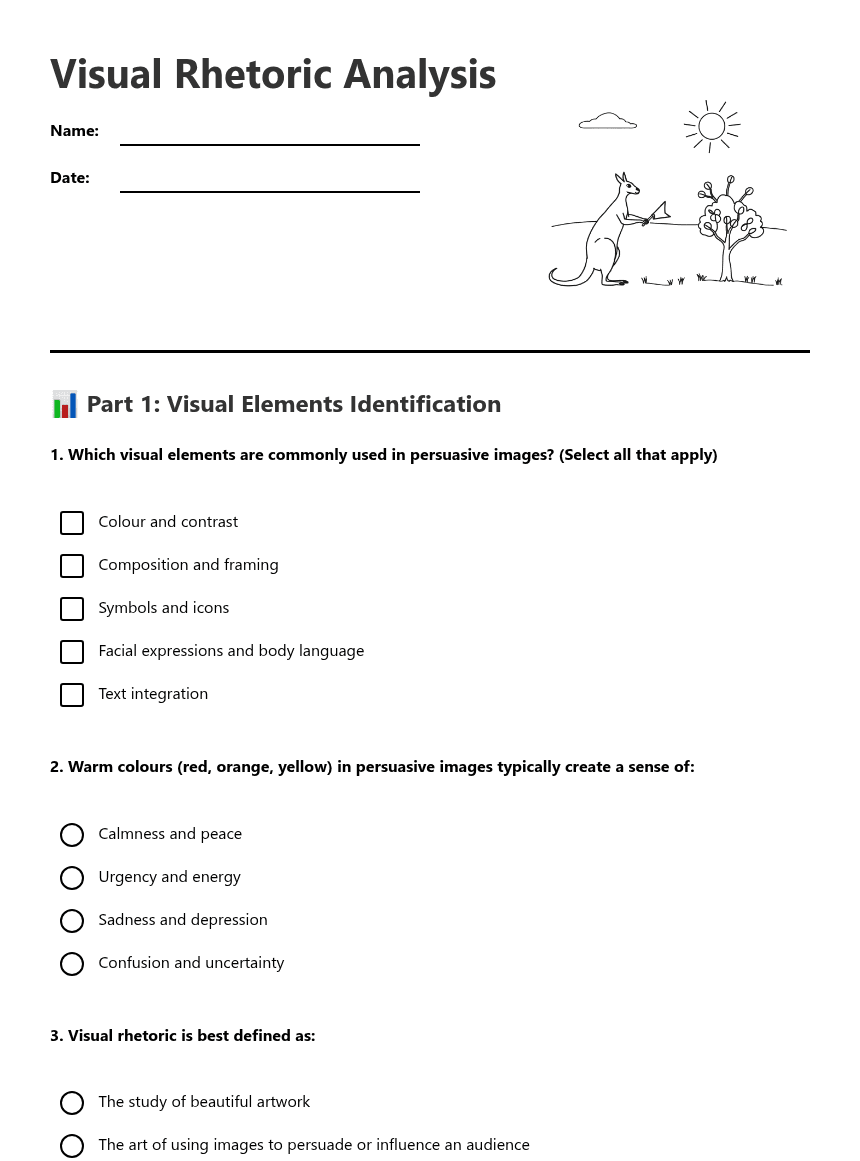 Visual Rhetoric Analysis worksheet preview
