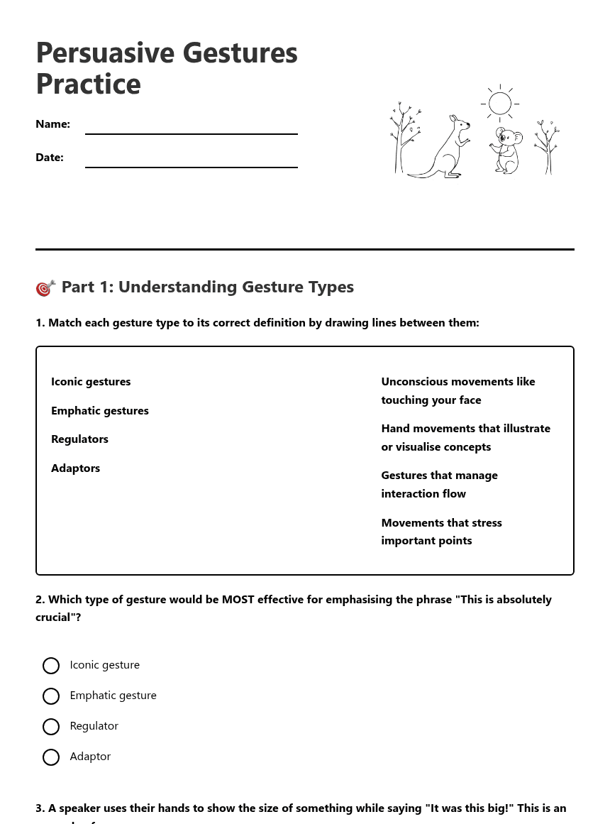 Persuasive Gestures Practice worksheet preview