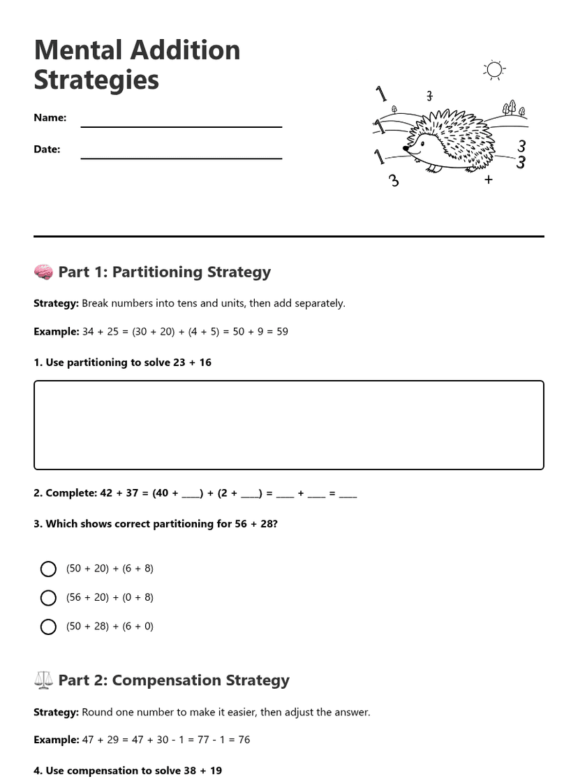 Mental Addition Strategies