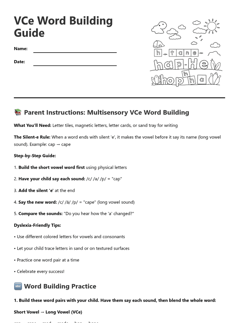 VCe Word Building Guide