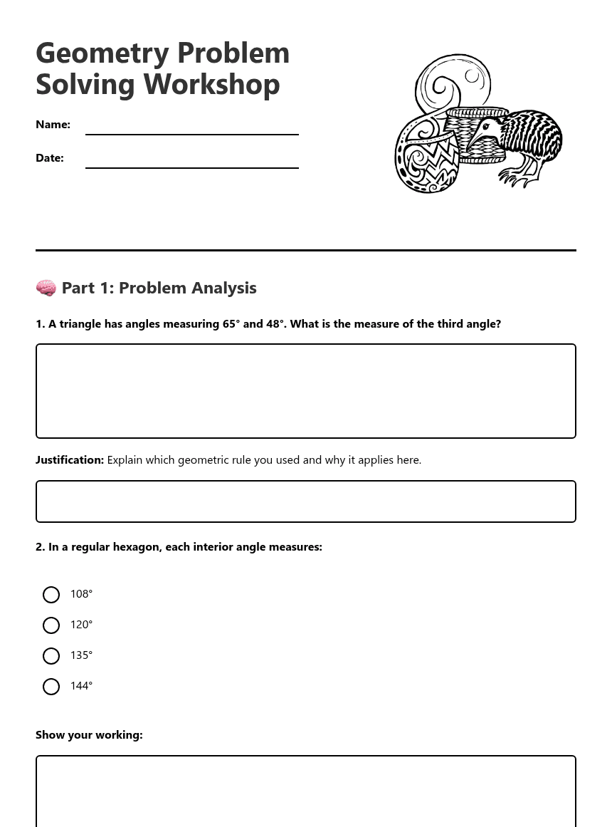 Geometry Problem Solving Workshop worksheet preview