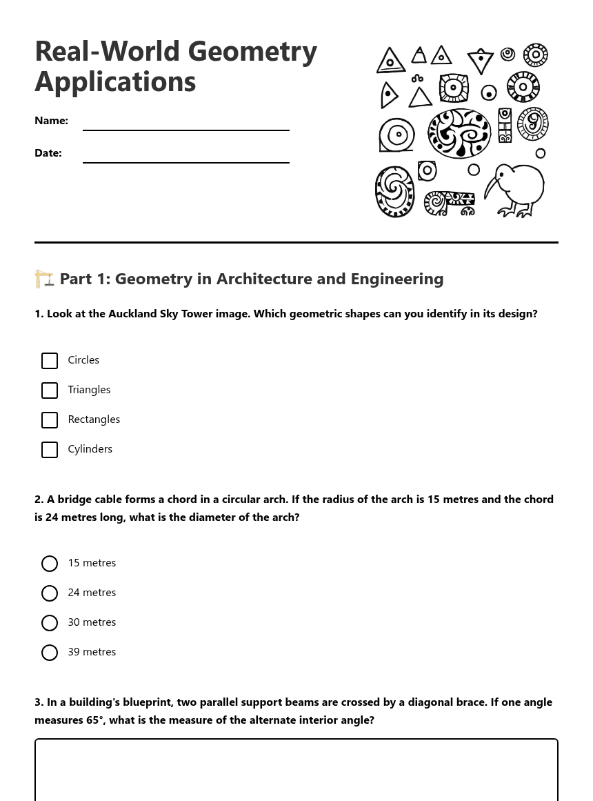 Real-World Geometry Applications worksheet preview