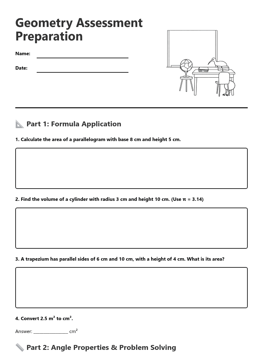 Geometry Assessment Preparation worksheet preview