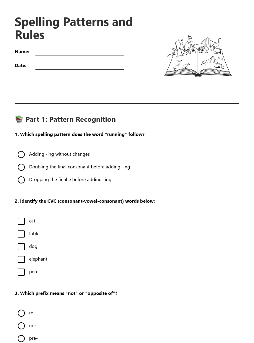 Spelling Patterns and Rules worksheet preview