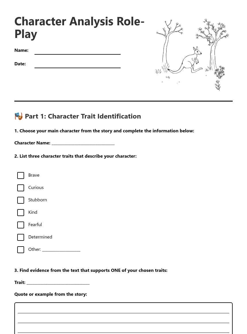 Character Analysis Role-Play worksheet preview