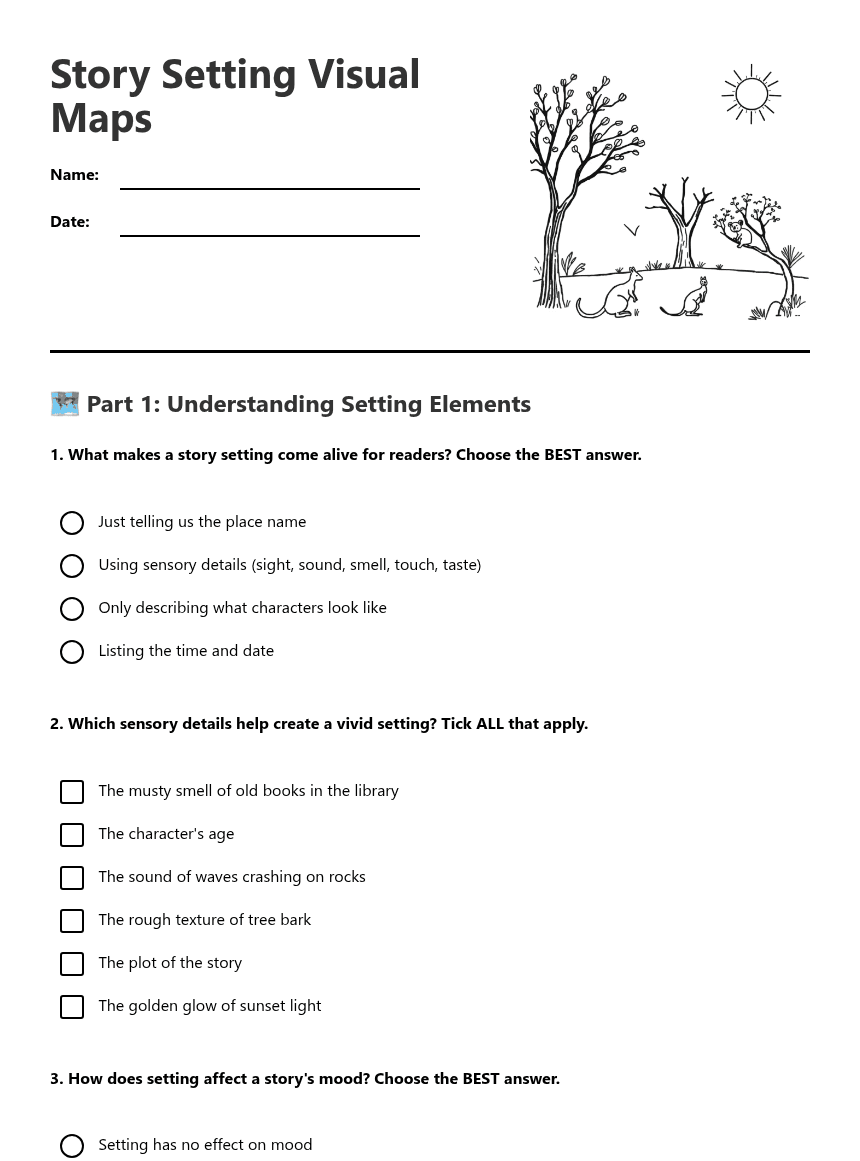 Story Setting Visual Maps worksheet preview
