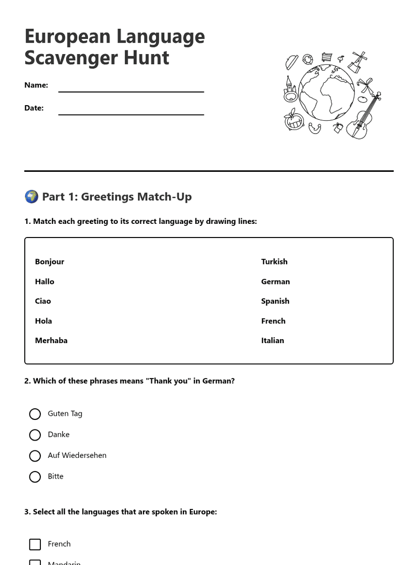 European Language Scavenger Hunt