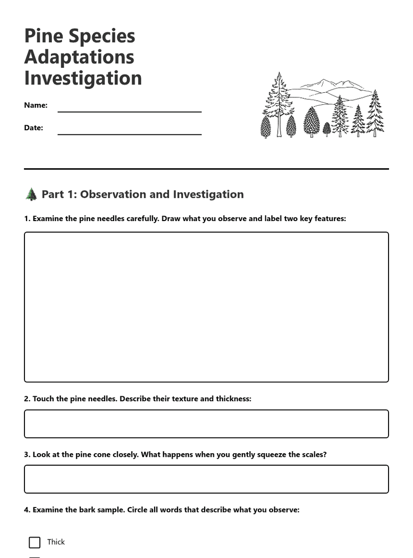 Pine Species Adaptations Investigation