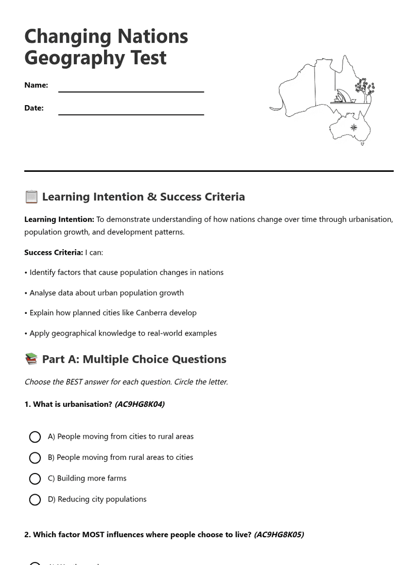 Changing Nations Geography Test