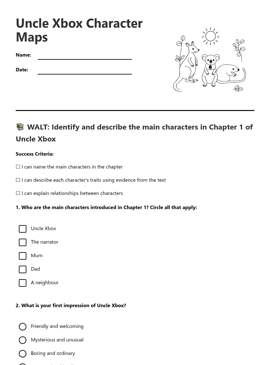 Uncle Xbox Character Maps worksheet preview