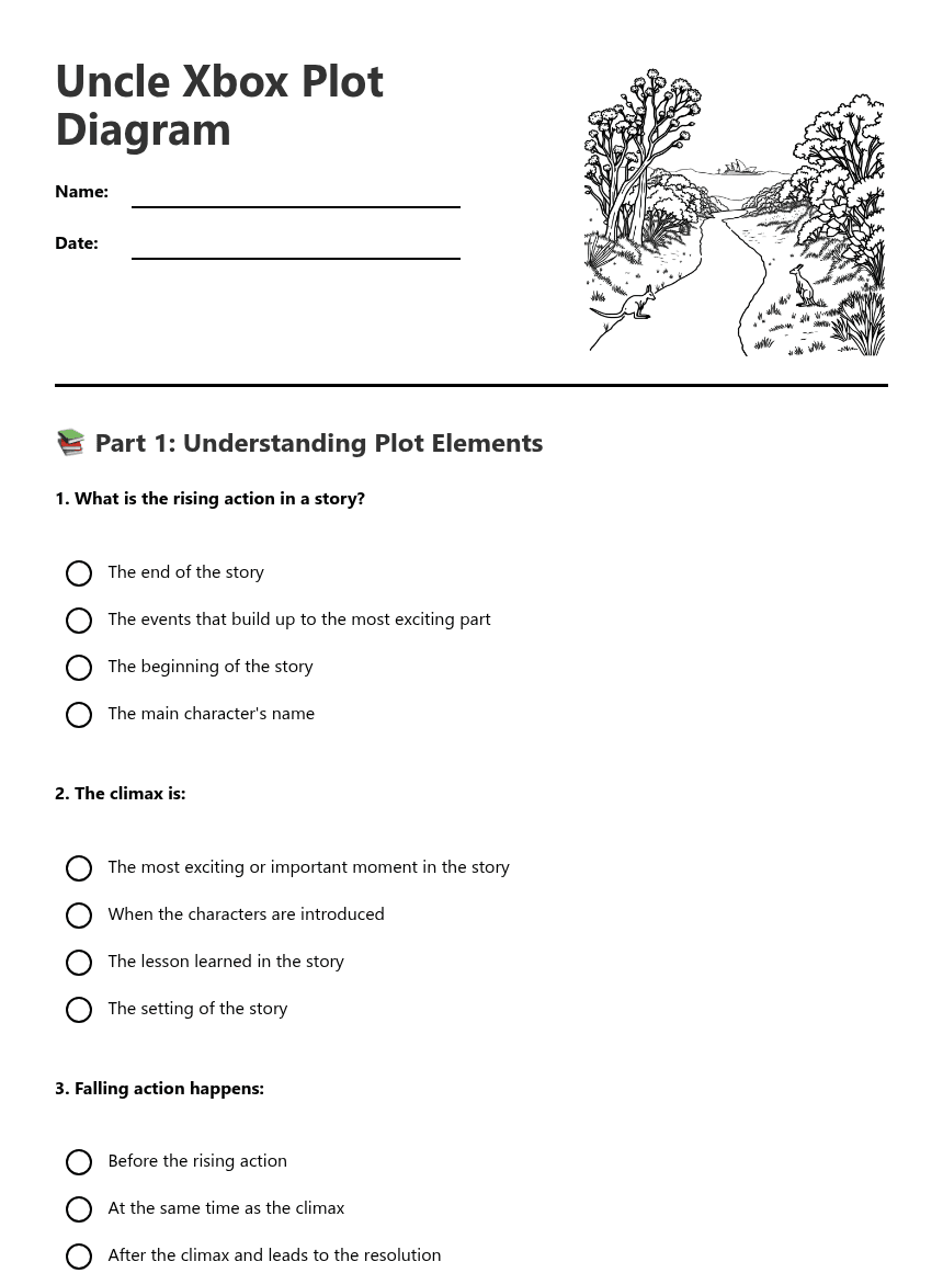 Uncle Xbox Plot Diagram worksheet preview