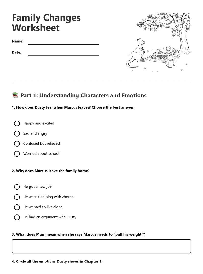 Family Changes Worksheet