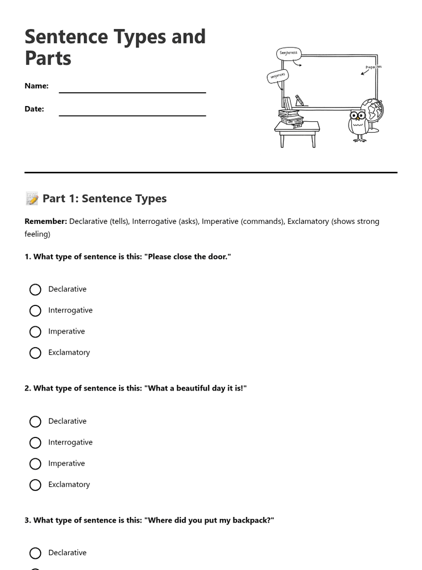 Sentence Types and Parts