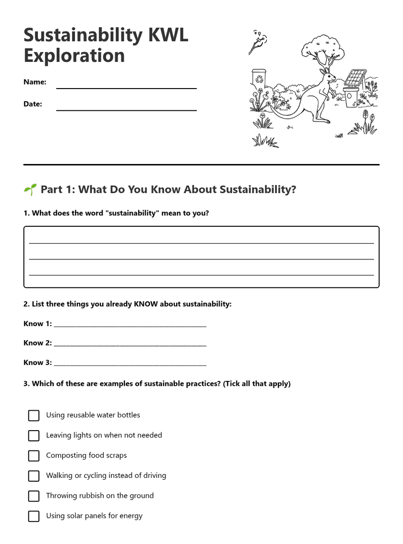 Sustainability KWL Exploration