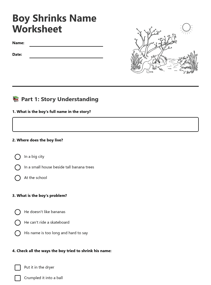 Boy Shrinks Name Worksheet worksheet preview
