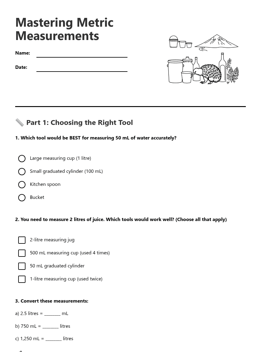 Mastering Metric Measurements worksheet preview