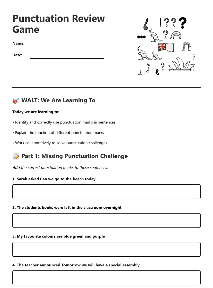 Punctuation Review Game