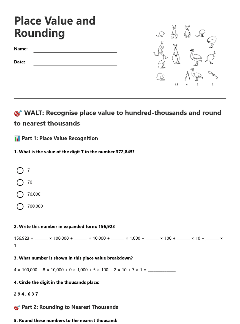 Place Value and Rounding