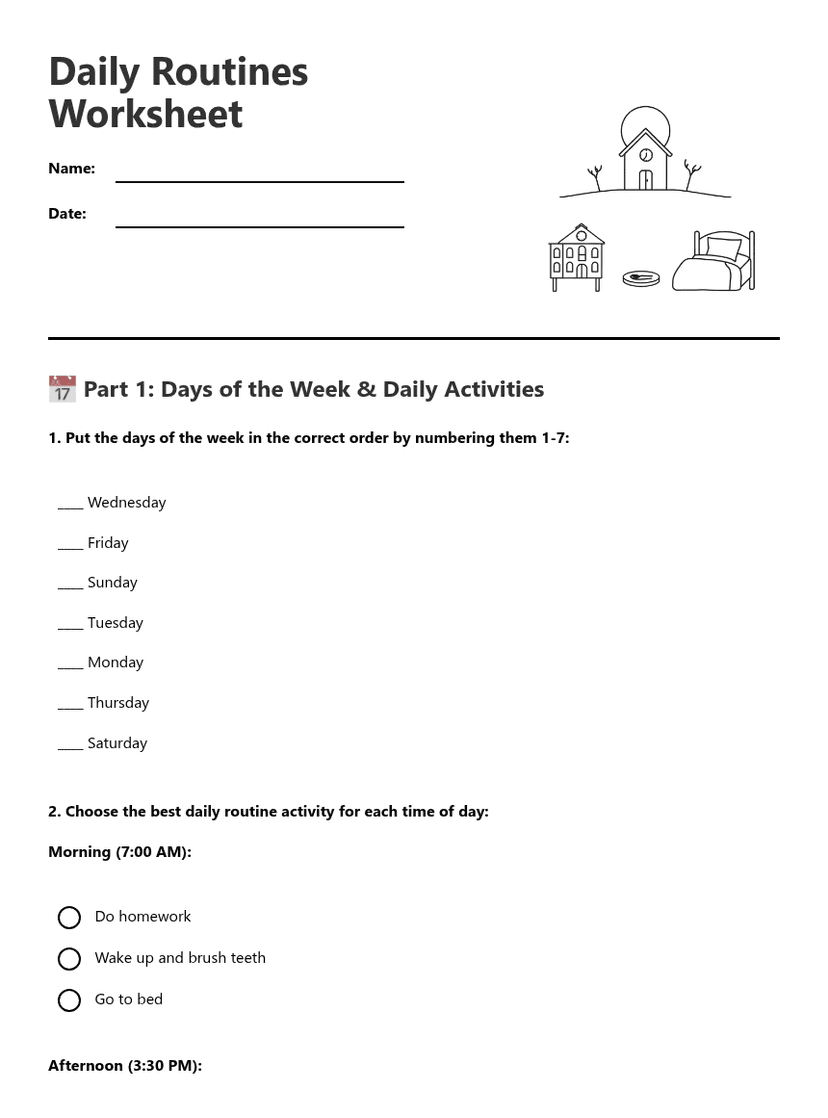 Daily Routines Worksheet
