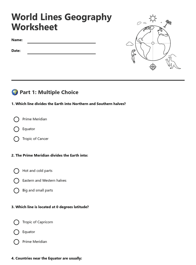 World Lines Geography Worksheet