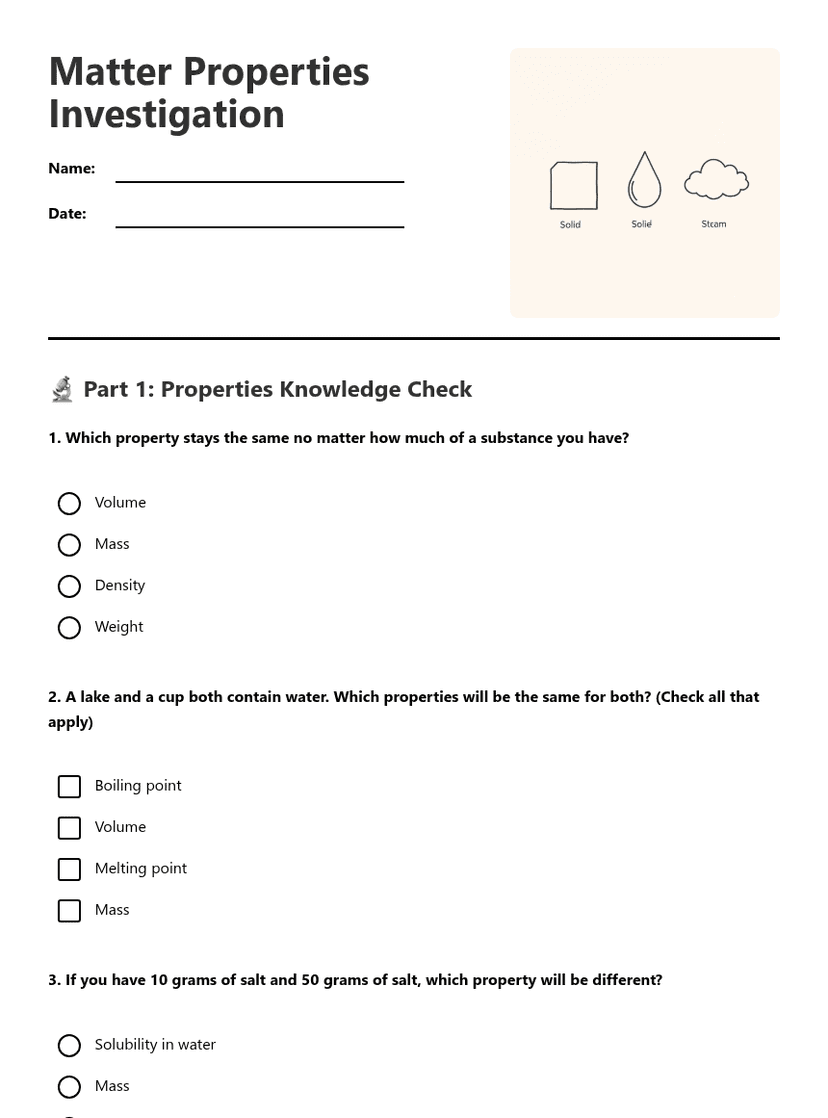 Matter Properties Investigation